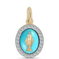 Zawieszka srebrna pozłacana z niebieskim turkusem i białym topazem