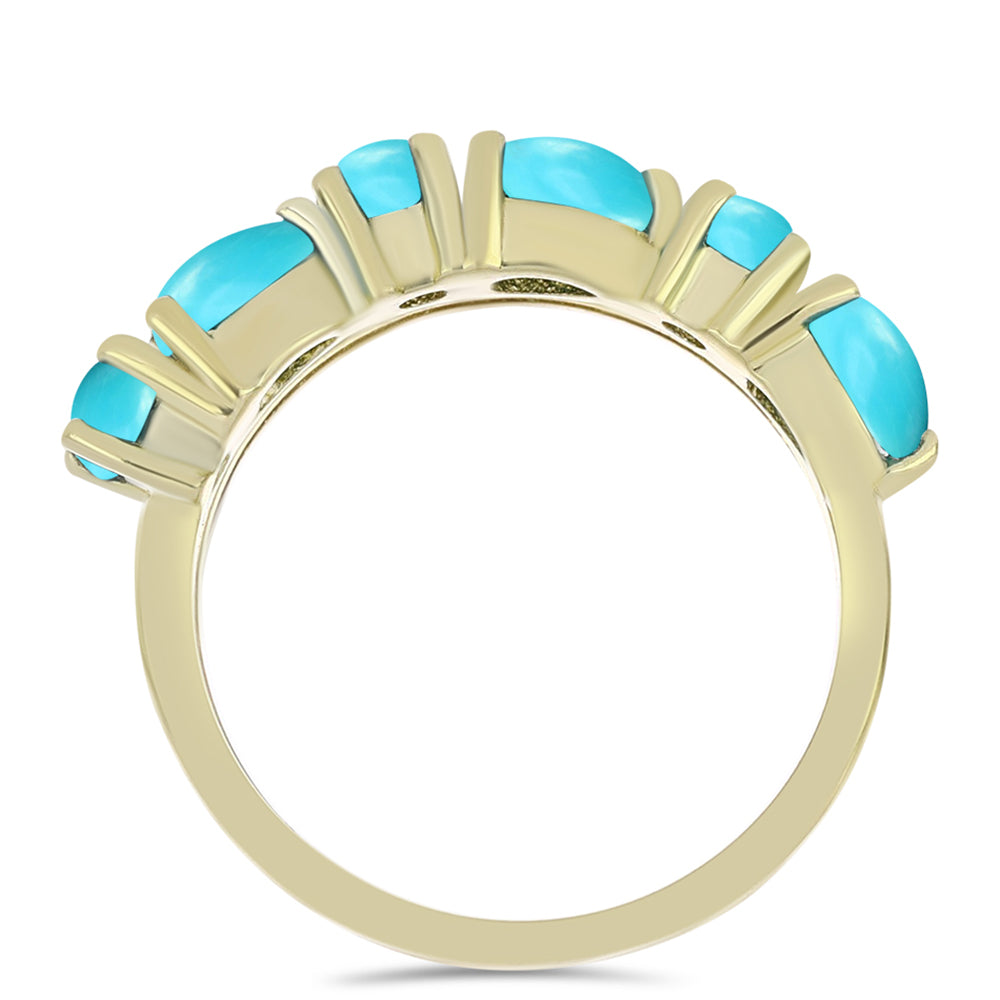 Pierścionek srebrny pozłacany z niebieskim turkusem i białym topazem 2 