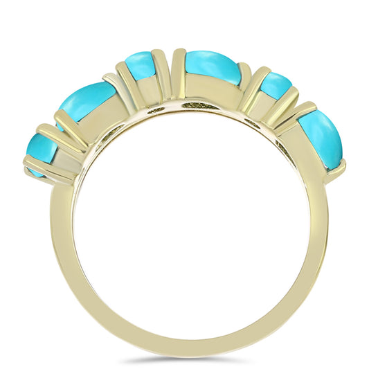 Pierścionek srebrny pozłacany z niebieskim turkusem i białym topazem