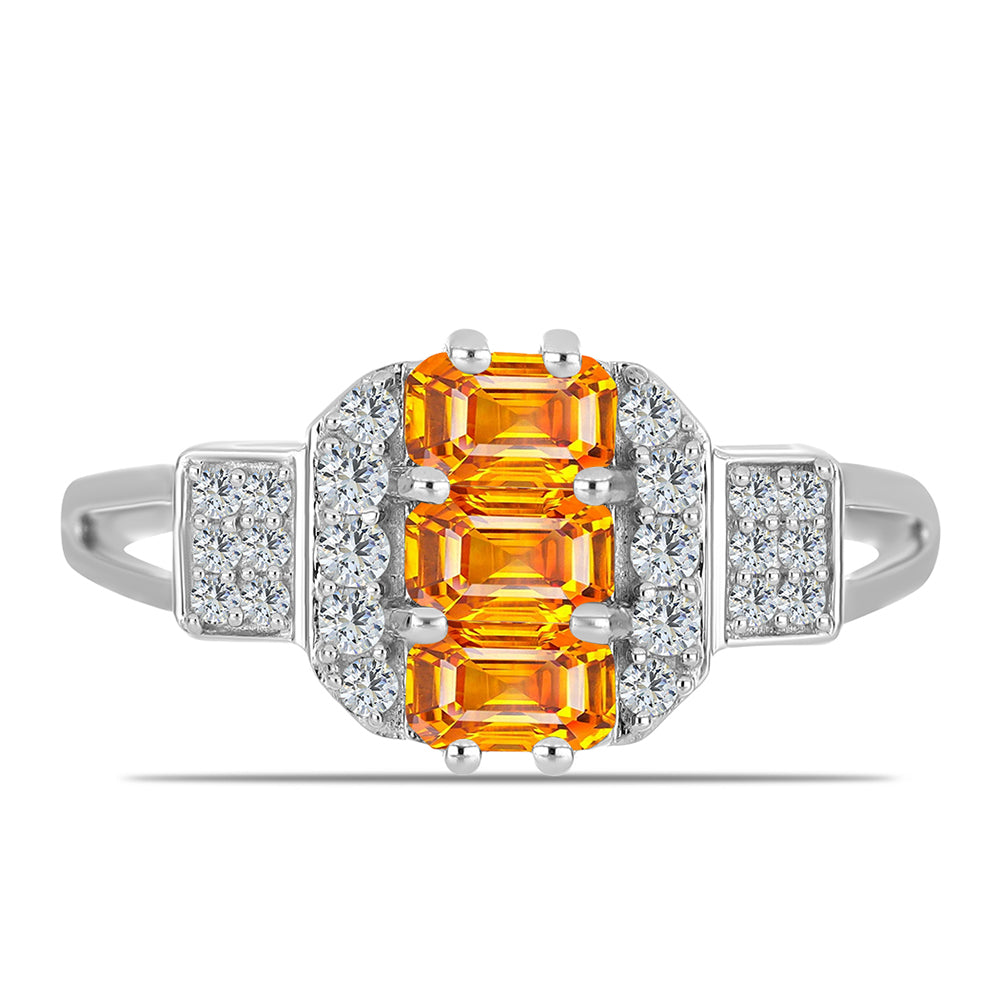 Pierścionek ze srebra próby 925 z szafirem padparadscha i białym topazem 1 