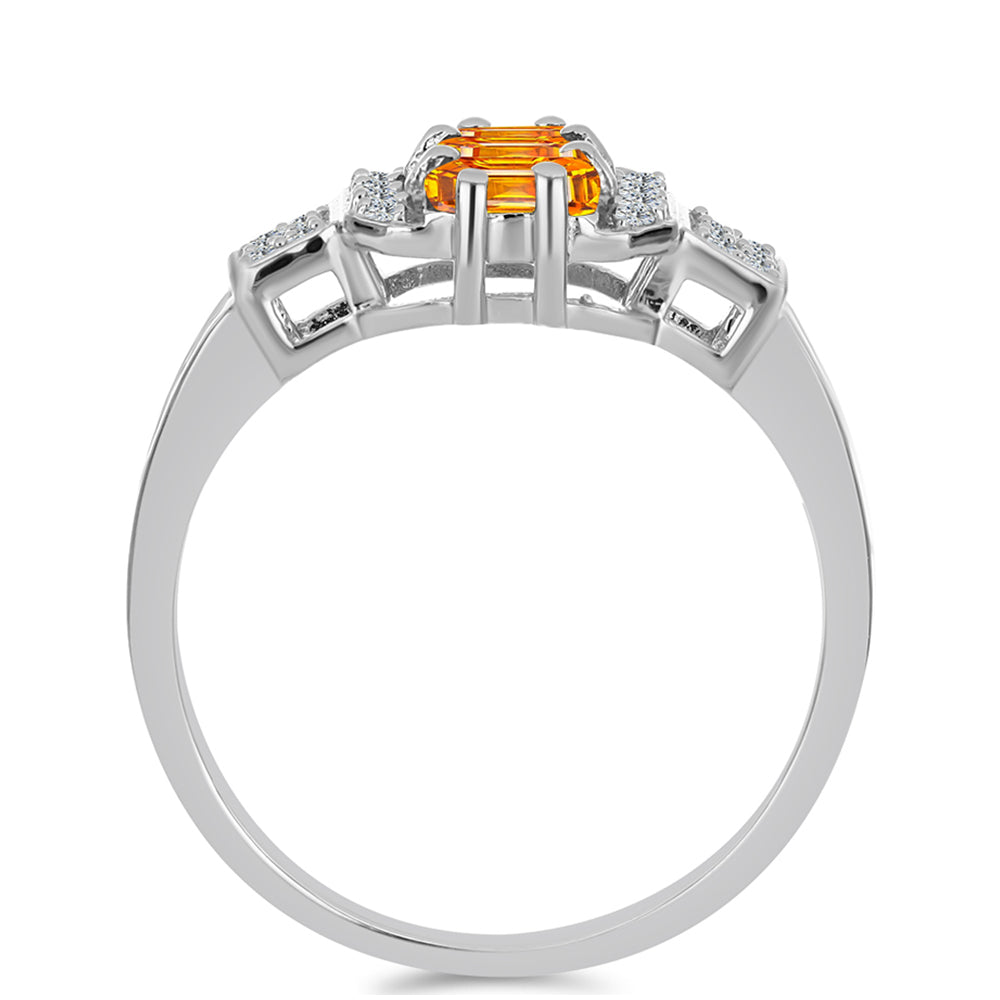 Pierścionek ze srebra próby 925 z szafirem padparadscha i białym topazem