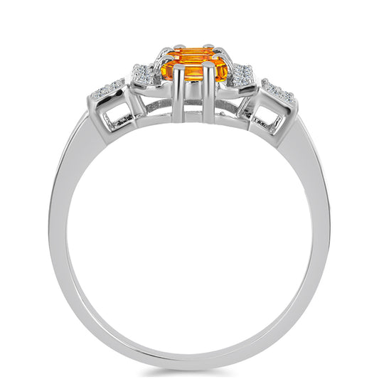 Pierścionek ze srebra próby 925 z szafirem padparadscha i białym topazem