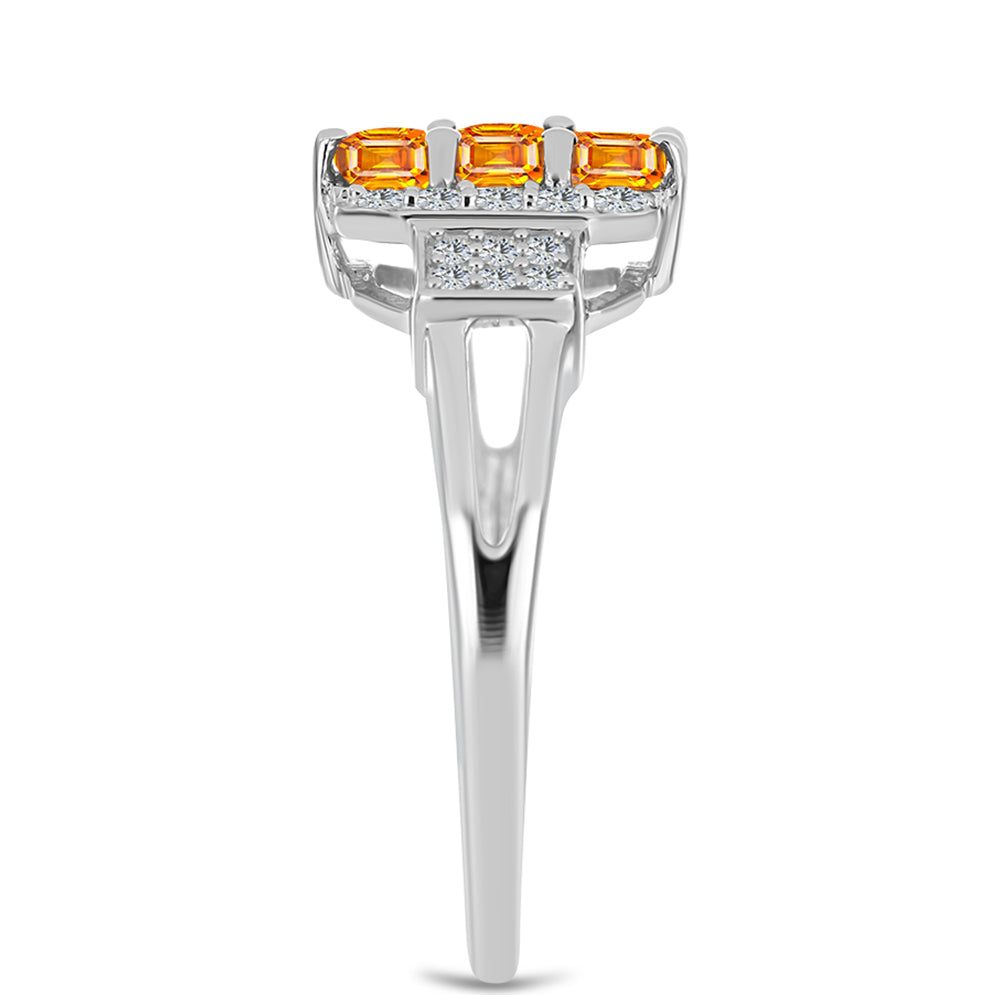 Pierścionek ze srebra próby 925 z szafirem padparadscha i białym topazem 4 