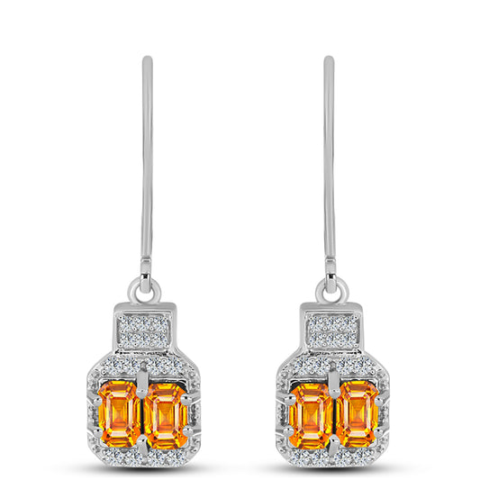 Kolczyki ze srebra próbe 925 z szafirem padparadscha i białym topazem