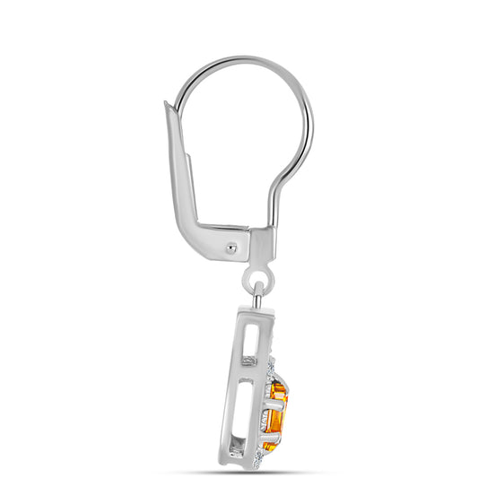 Kolczyki ze srebra próbe 925 z szafirem padparadscha i białym topazem