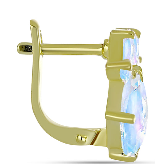 Kolczyki srebrne pozłacane z tęczowym kamieniem księżycowym
