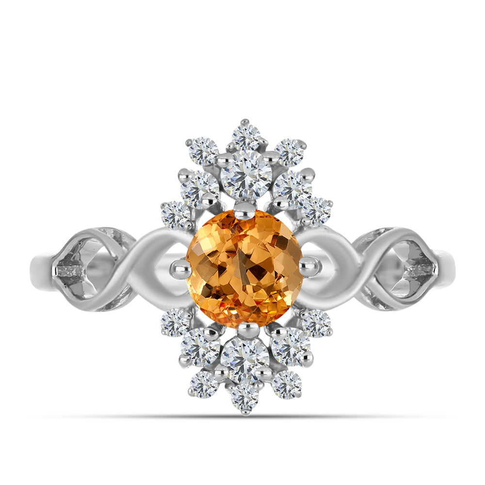 Pierścionek ze srebra próby 925 z imperialnym żółtym topazem i białym topazem