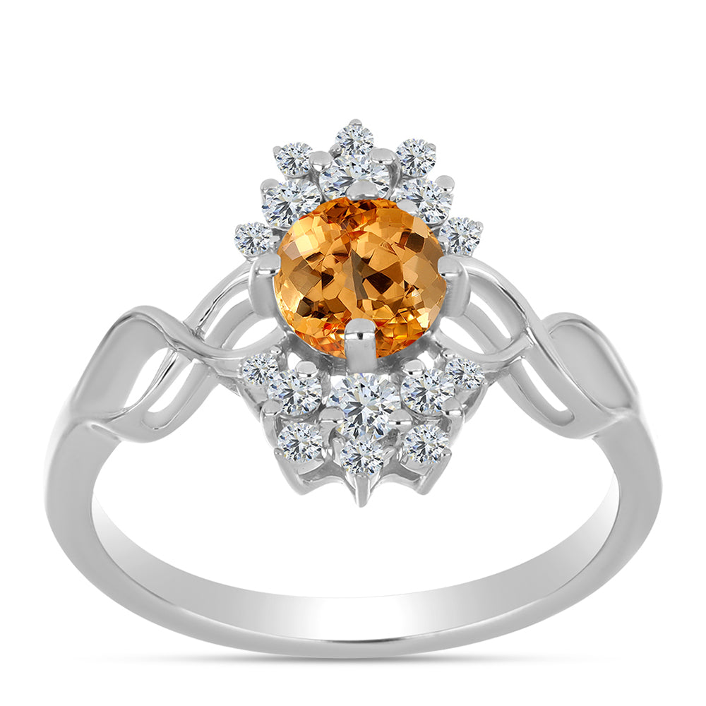 Pierścionek ze srebra próby 925 z imperialnym żółtym topazem i białym topazem 3 