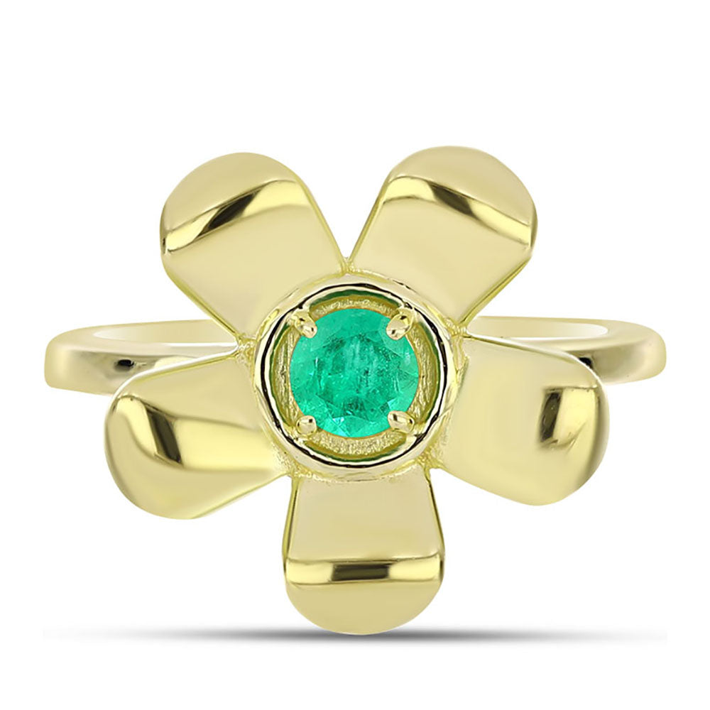 Pierścionek srebrny pozłacany z kolumbijskim szmaragdem