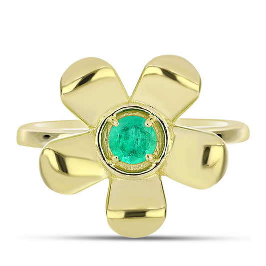 Pierścionek srebrny pozłacany z kolumbijskim szmaragdem