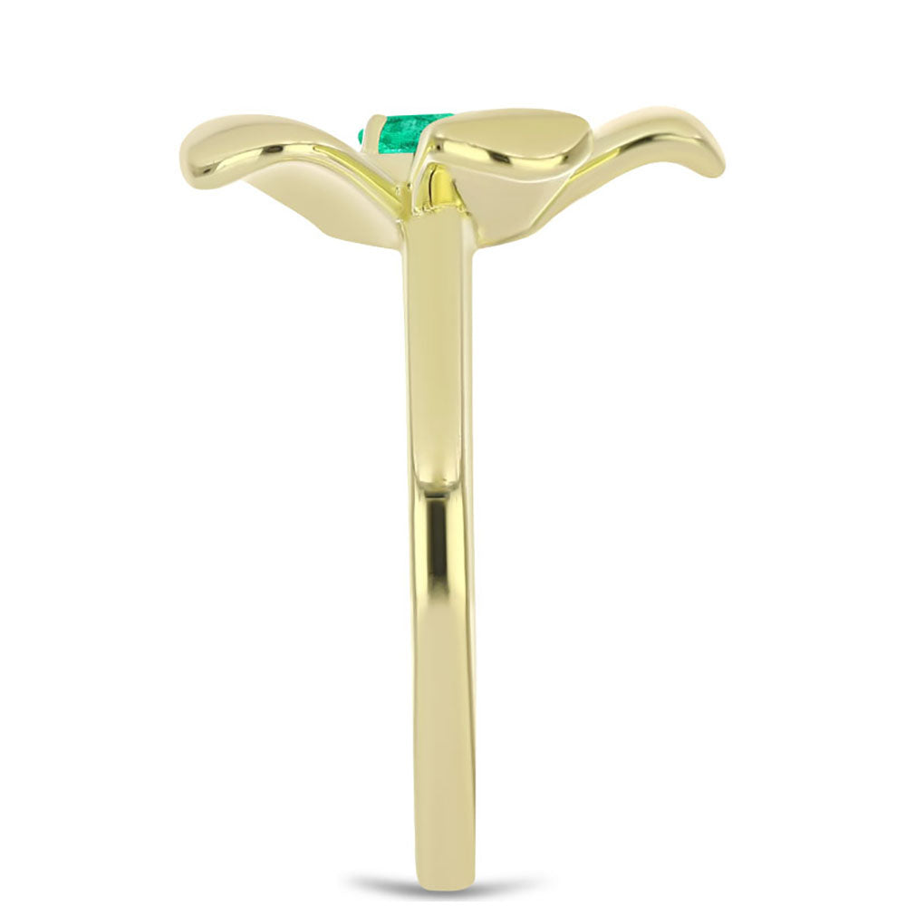 Pierścionek srebrny pozłacany z kolumbijskim szmaragdem