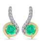 Kolczyki srebrne pozłacane z kolumbijskim szmaragdem i białym diamentem