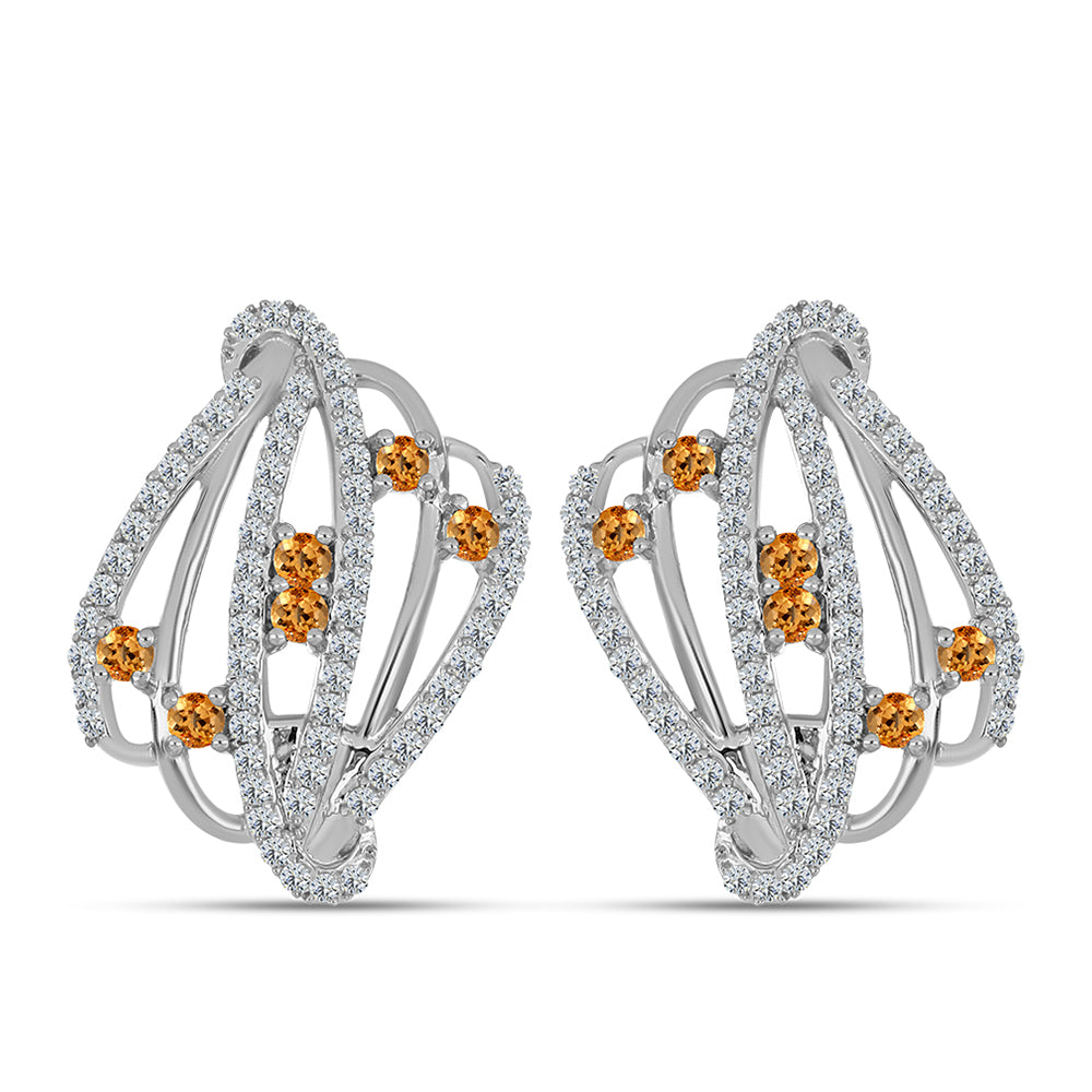 Kolczyki ze srebra próbe 925 z imperialnym żółtym topazem i białym topazem