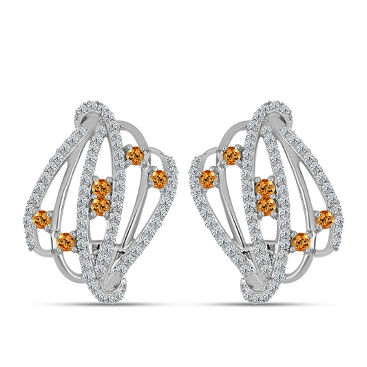 Kolczyki ze srebra próbe 925 z imperialnym żółtym topazem i białym topazem