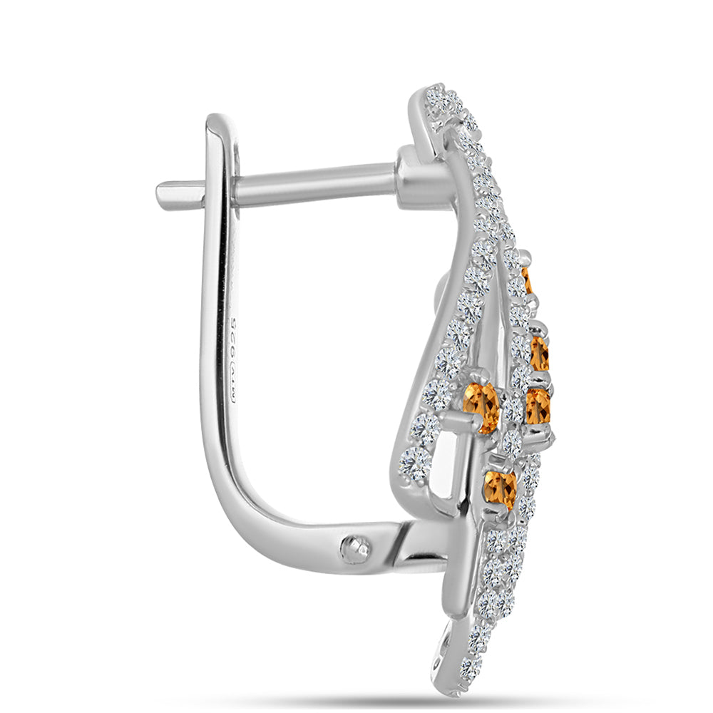 Kolczyki ze srebra próbe 925 z imperialnym żółtym topazem i białym topazem 2 