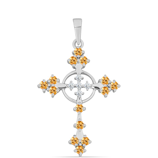 Zawieszka ze srebra próba 925 z imperialnym żółtym topazem i białym topazem