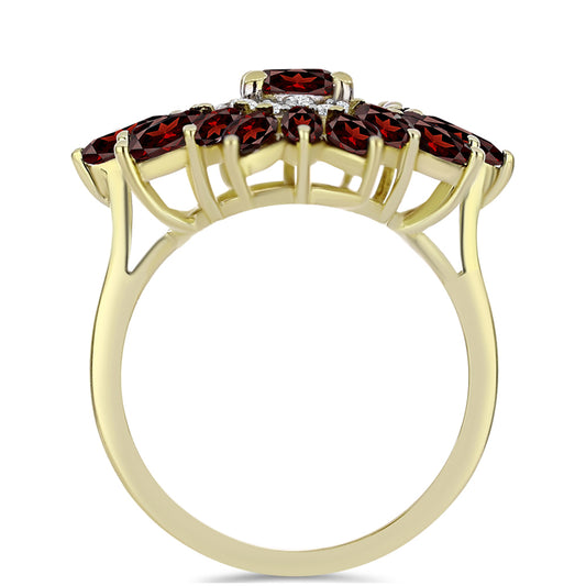 Pierścionek srebrny pozłacany z granatem i białym topazem