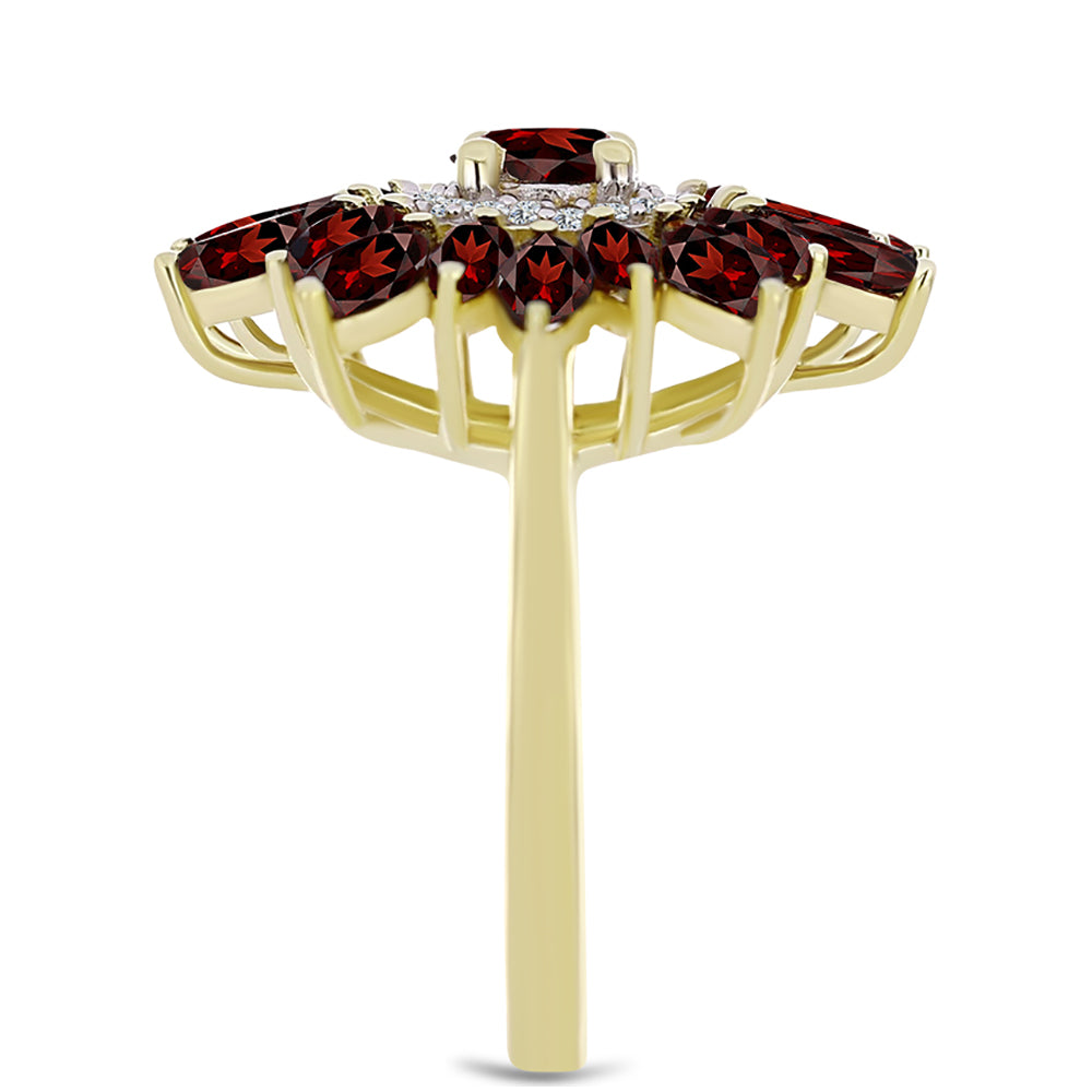 Pierścionek srebrny pozłacany z granatem i białym topazem 4 