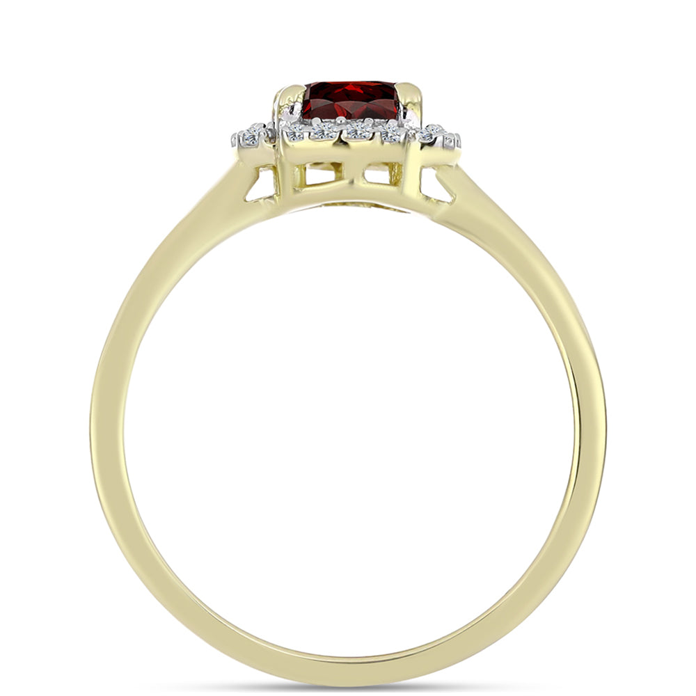 Pierścionek srebrny pozłacany z granatem i białym topazem