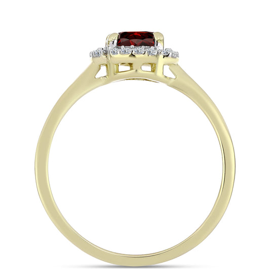 Pierścionek srebrny pozłacany z granatem i białym topazem