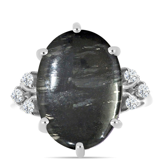 Pierścionek ze srebra próby 925 z jaspisem i białym topazem