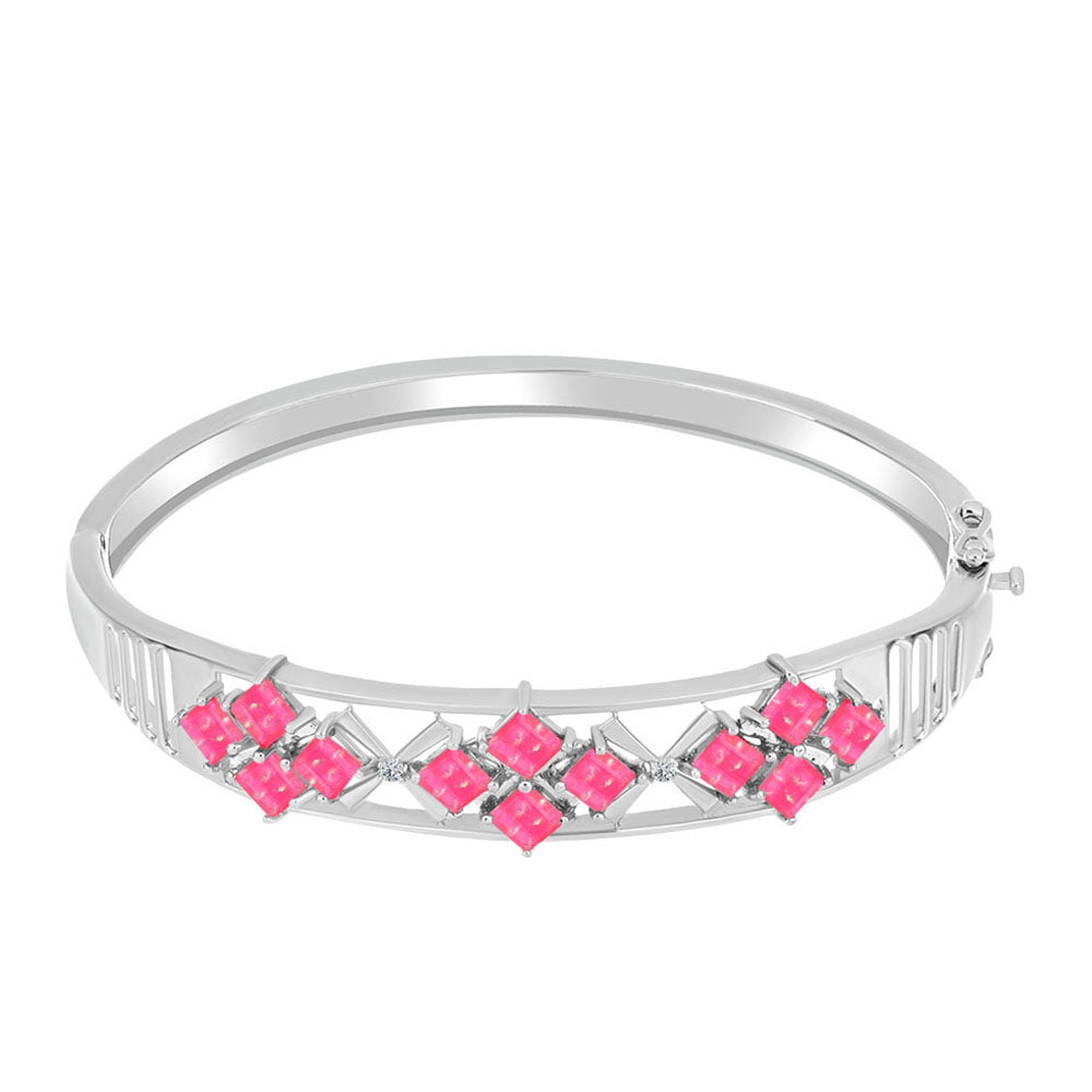 Bransoletka ze srebra próby 925 z różowym opalem i białym topazem 1 