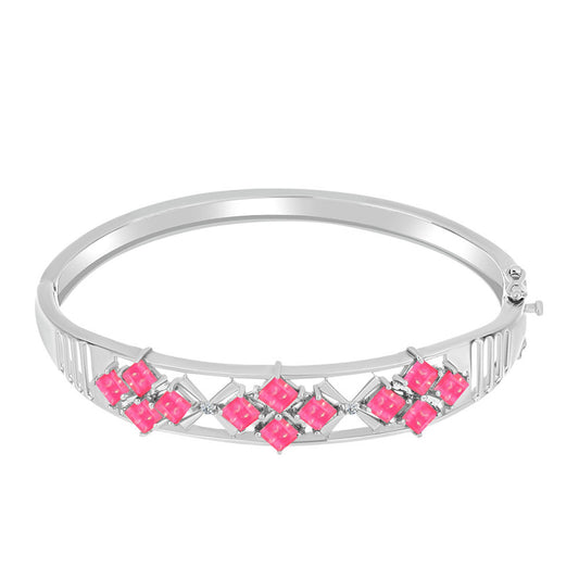 Bransoletka ze srebra próby 925 z różowym opalem i białym topazem