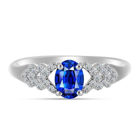 Pierścionek ze srebra próby 925 z australijskim niebieskim szafirem i białym topazem