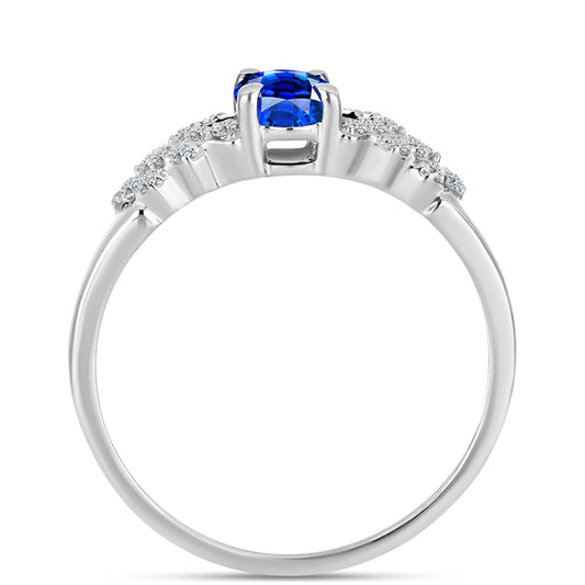 Pierścionek ze srebra próby 925 z australijskim niebieskim szafirem i białym topazem