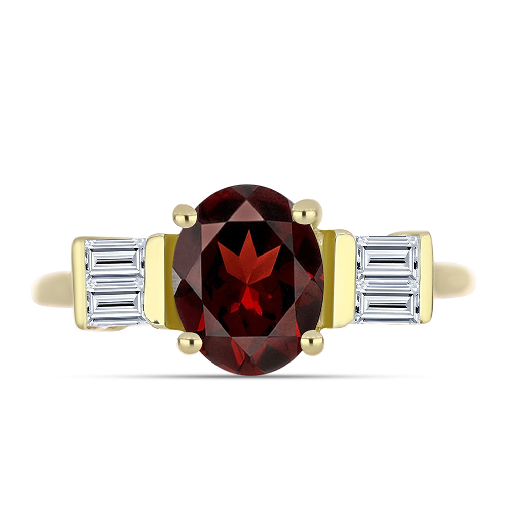 Pierścionek srebrny pozłacany z granatem i białym topazem 1 