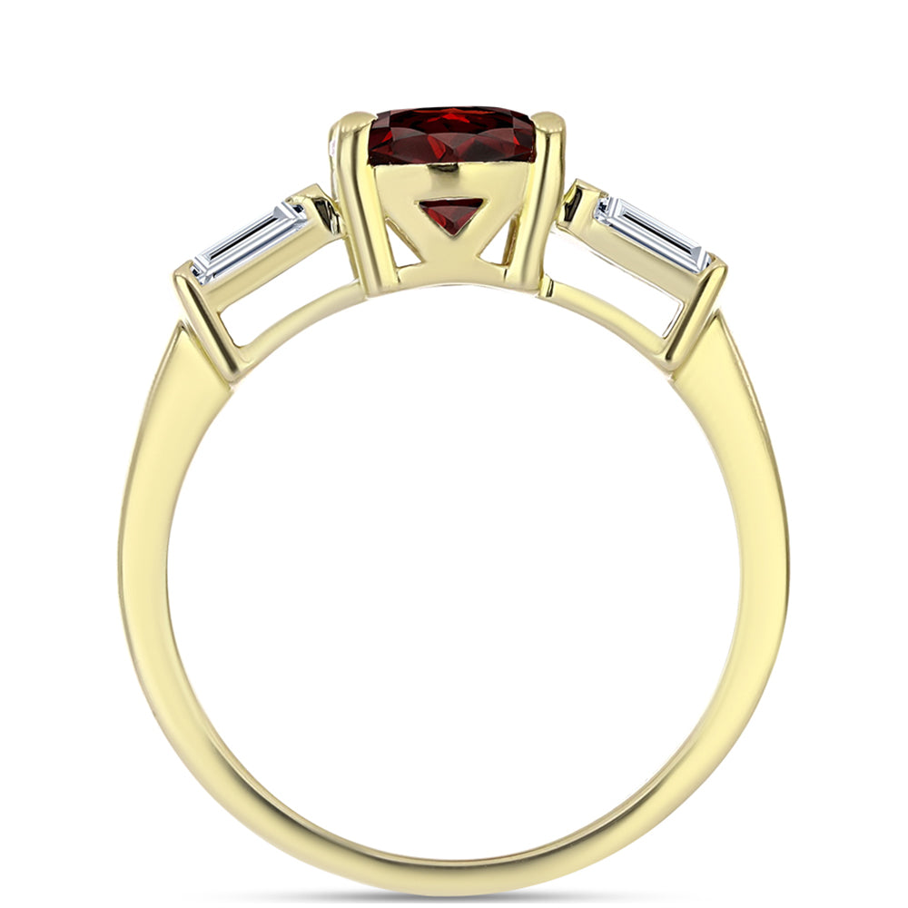 Pierścionek srebrny pozłacany z granatem i białym topazem 2 