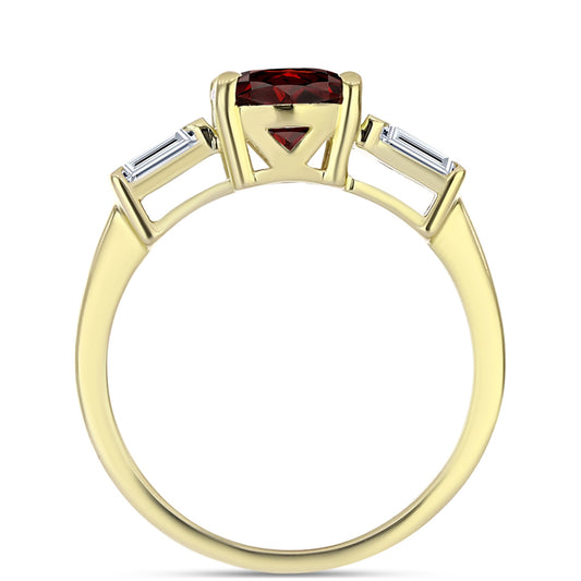 Pierścionek srebrny pozłacany z granatem i białym topazem