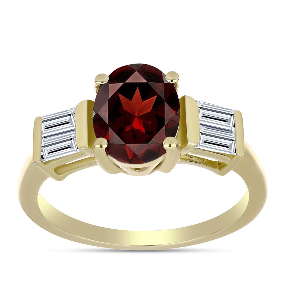 Pierścionek srebrny pozłacany z granatem i białym topazem 3 