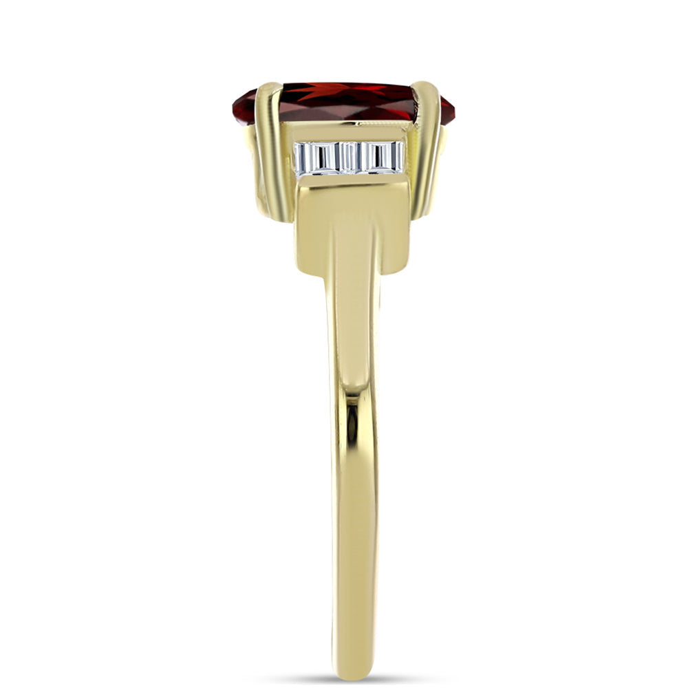 Pierścionek srebrny pozłacany z granatem i białym topazem