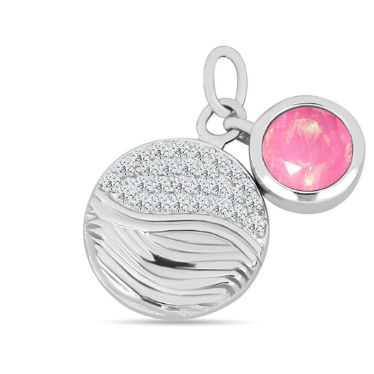 Zawieszka ze srebra próba 925 z różowym opalem i białym topazem