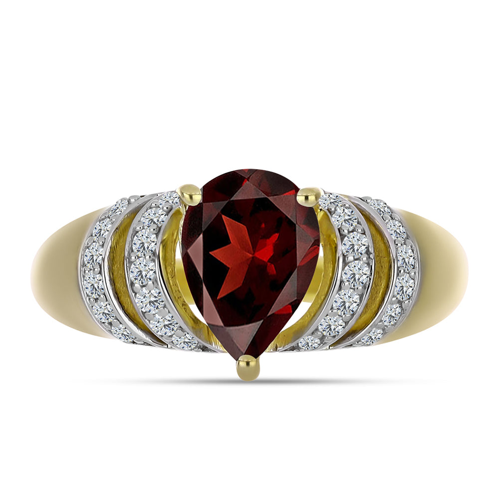 Pierścionek srebrny pozłacany z granatem i białym topazem 1 