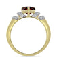 Pierścionek srebrny pozłacany z granatem i białym topazem