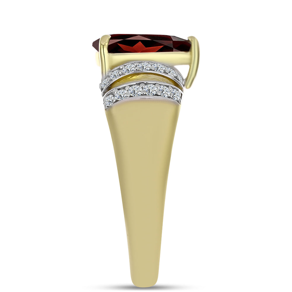 Pierścionek srebrny pozłacany z granatem i białym topazem 4 