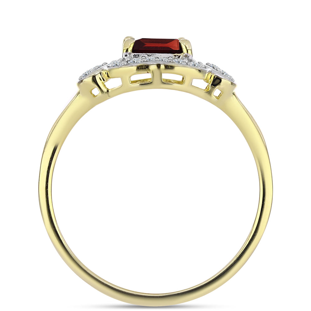 Pierścionek srebrny pozłacany z granatem i białym topazem 2 