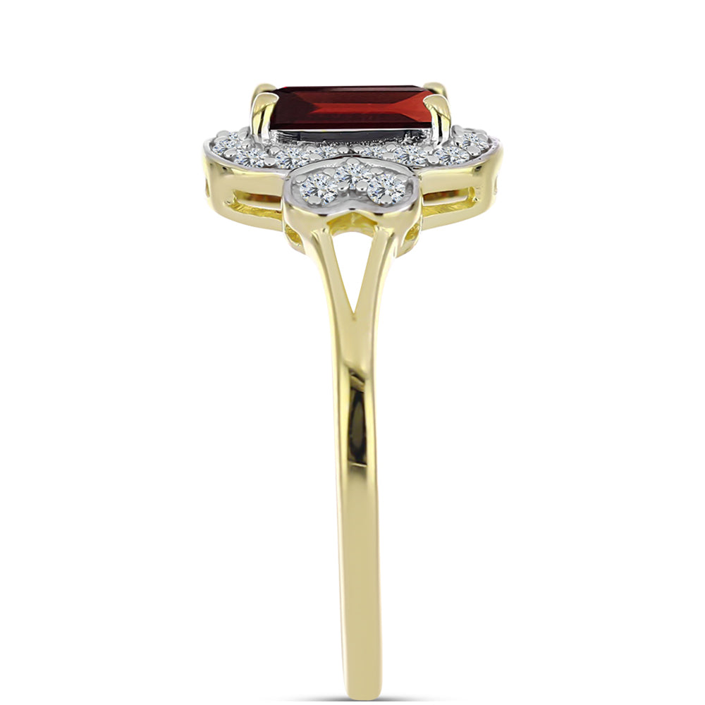 Pierścionek srebrny pozłacany z granatem i białym topazem 4 