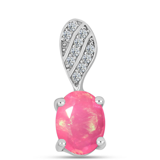 Zawieszka ze srebra próba 925 z różowym opalem i białym topazem