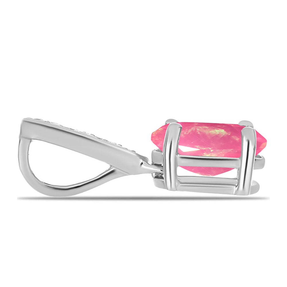 Zawieszka ze srebra próba 925 z różowym opalem i białym topazem 2 