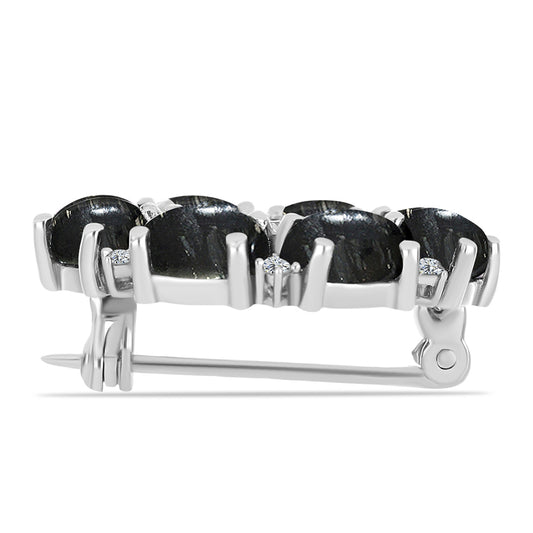 Broszka ze srebra próby 925 z jaspisem i białym topazem