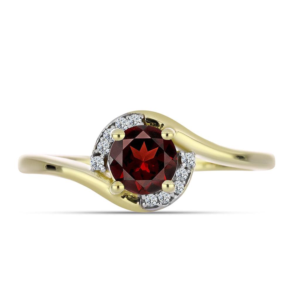 Pierścionek srebrny pozłacany z granatem i białym topazem 1 