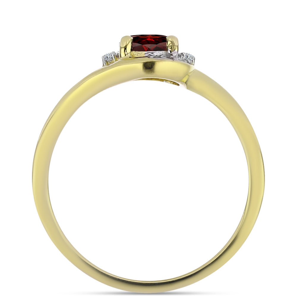 Pierścionek srebrny pozłacany z granatem i białym topazem 2 