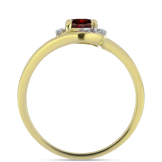 Pierścionek srebrny pozłacany z granatem i białym topazem