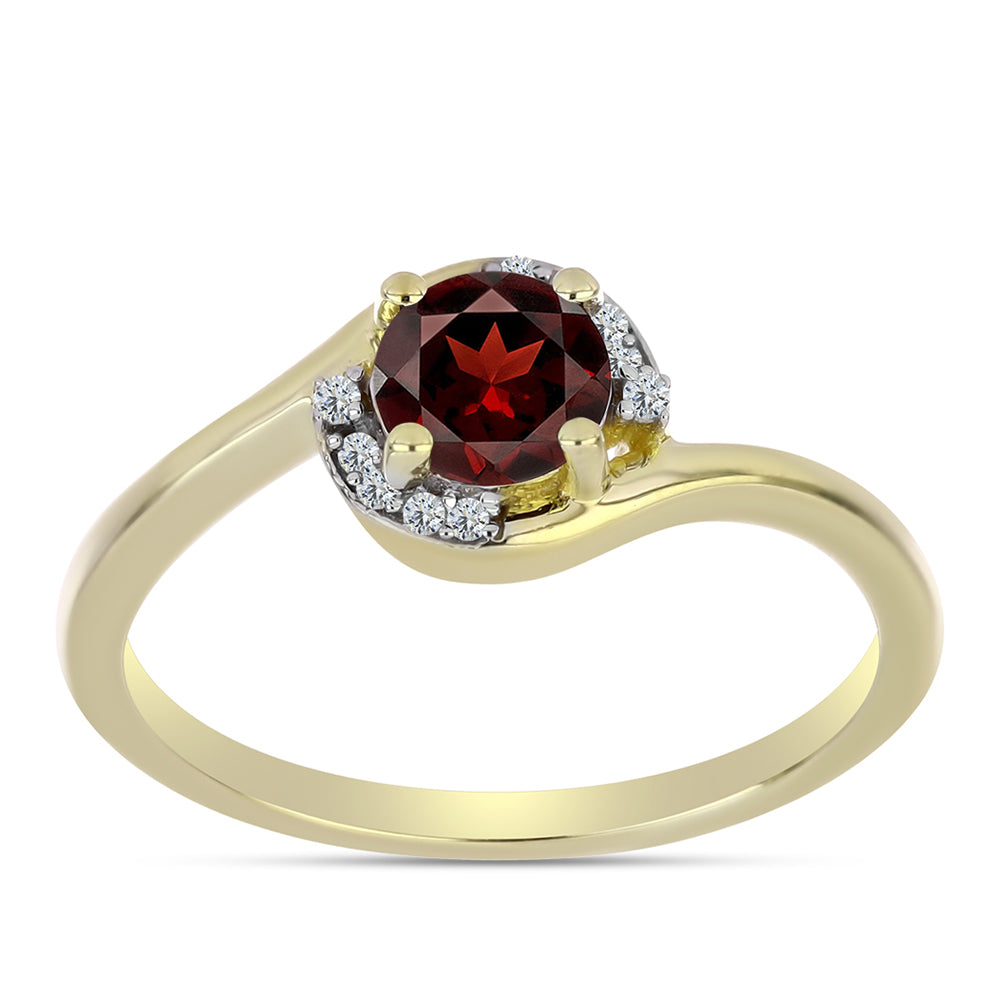 Pierścionek srebrny pozłacany z granatem i białym topazem