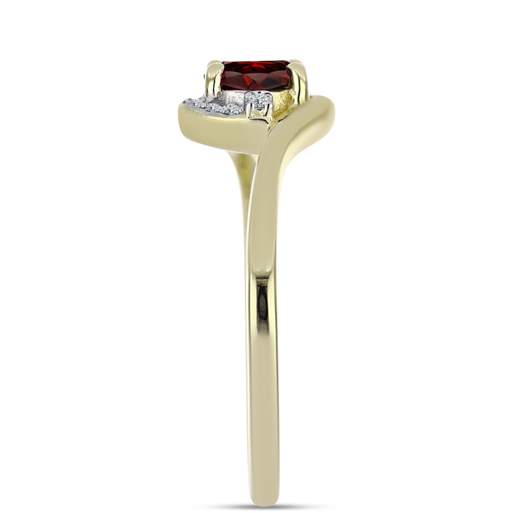 Pierścionek srebrny pozłacany z granatem i białym topazem