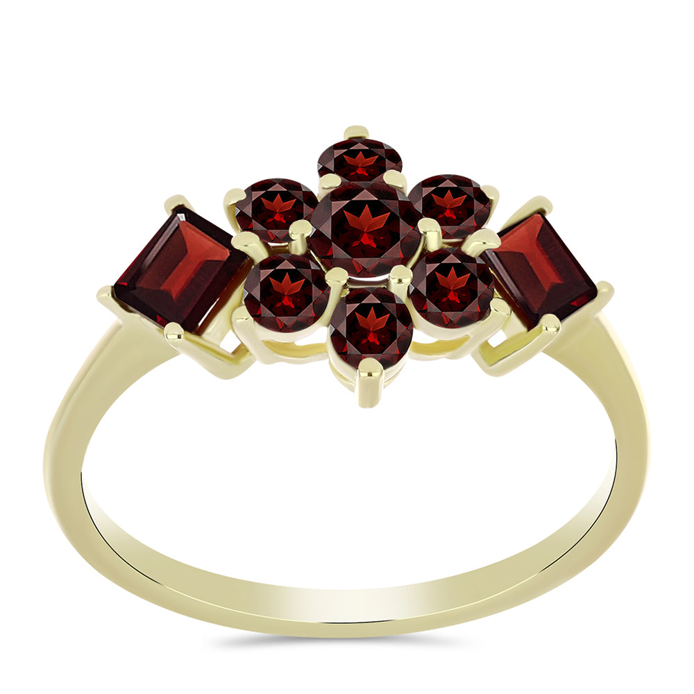 Pierścionek srebrny pozłacany z granatem 3 