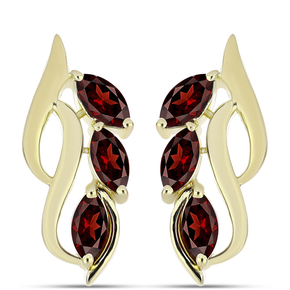 Kolczyki srebrne pozłacane z granatem